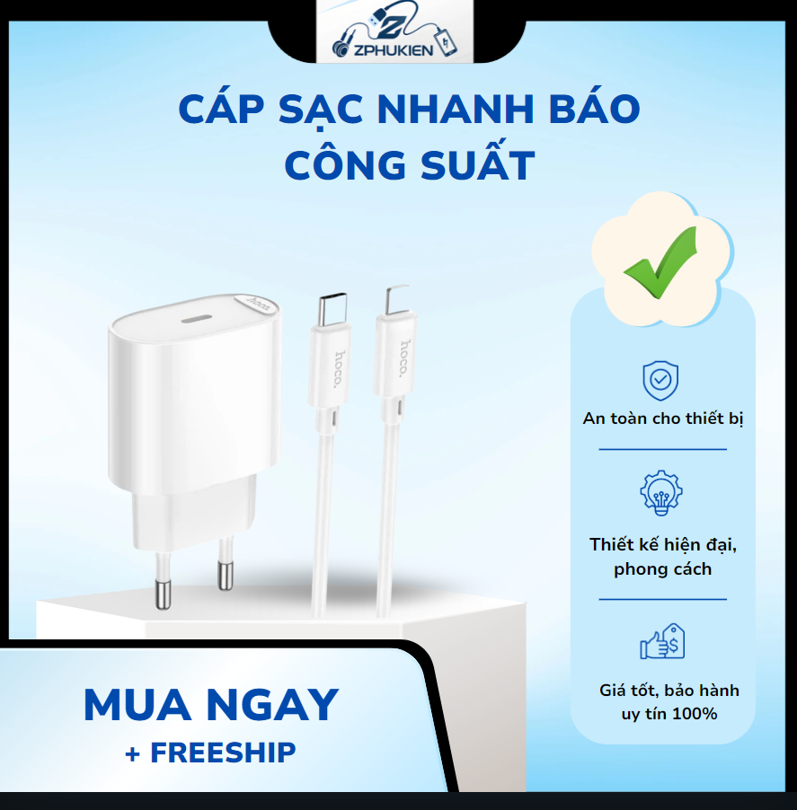 Bộ sạc nhanh 20w dùng cho x...11 12 13 14 Củ sạc chính hãng Hoco cao cấp pd20w