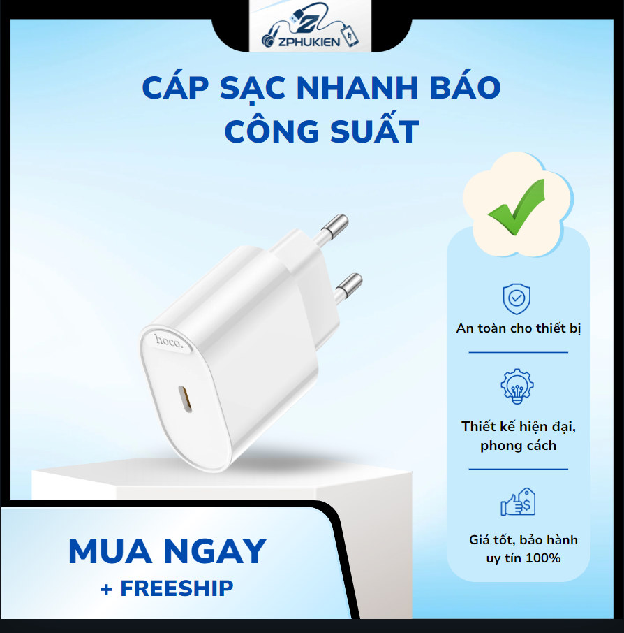 Bộ sạc nhanh 20w dùng cho x...11 12 13 14 Củ sạc chính hãng Hoco cao cấp pd20w - Ảnh 2
