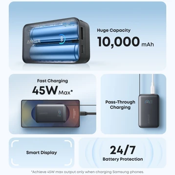 Pin sạc dự phòng Anker Nano 10000mAh 45w 1C1A tích hợp cáp USB-C A1638 - Ảnh 3