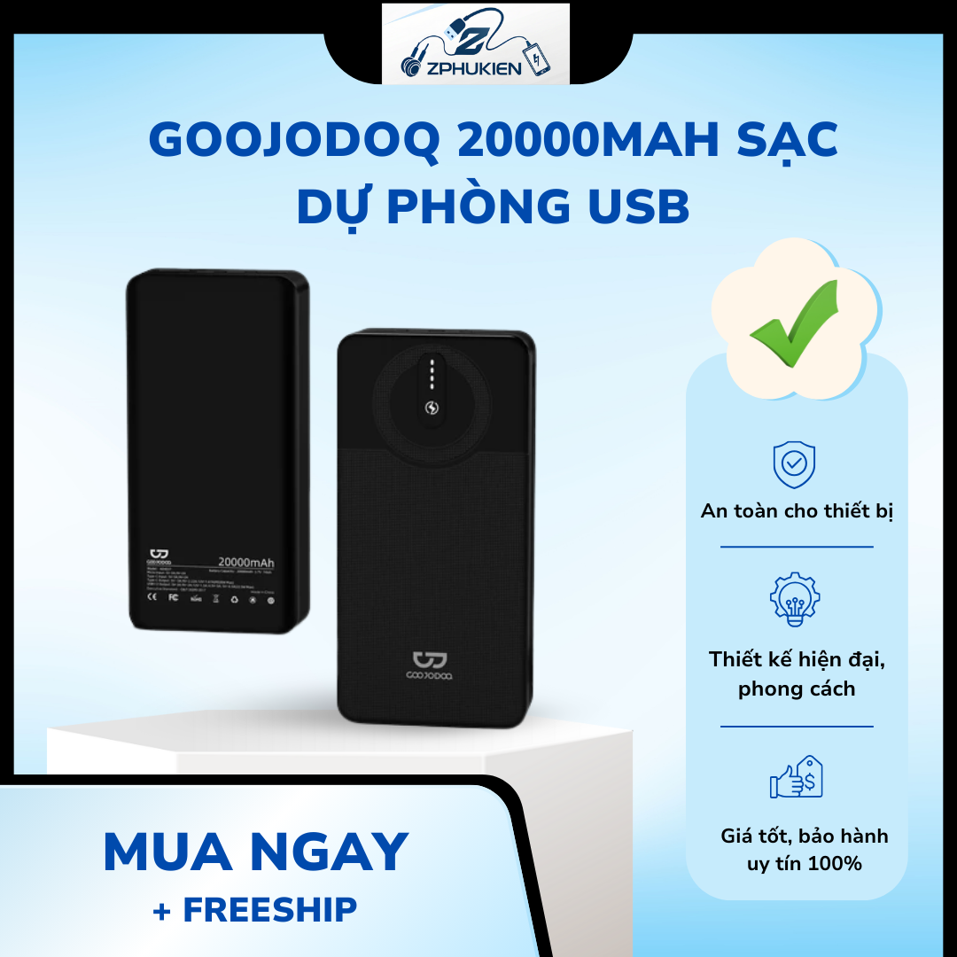 GOOJODOQ 20000mAh Sạc Dự Phòng USB
